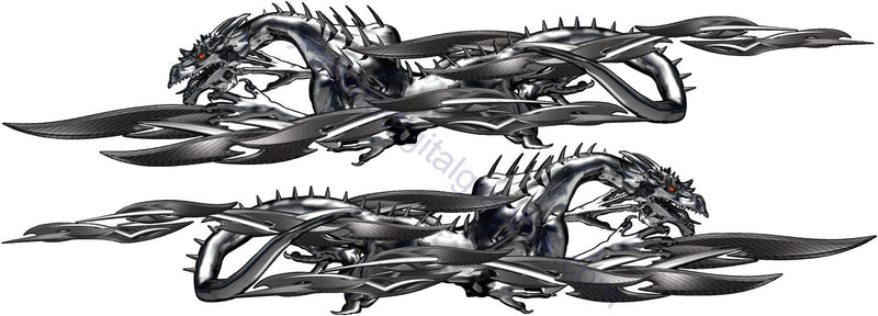 metal style tribal dragons decals kit for trucks